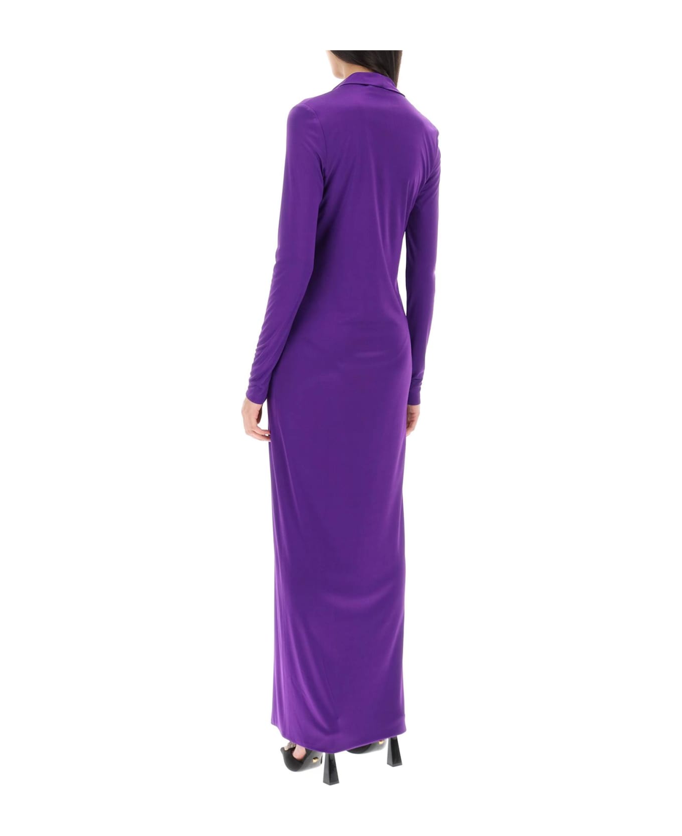 Versace Cowl Long Dress - BRIGHT DARK ORCHID (Purple)