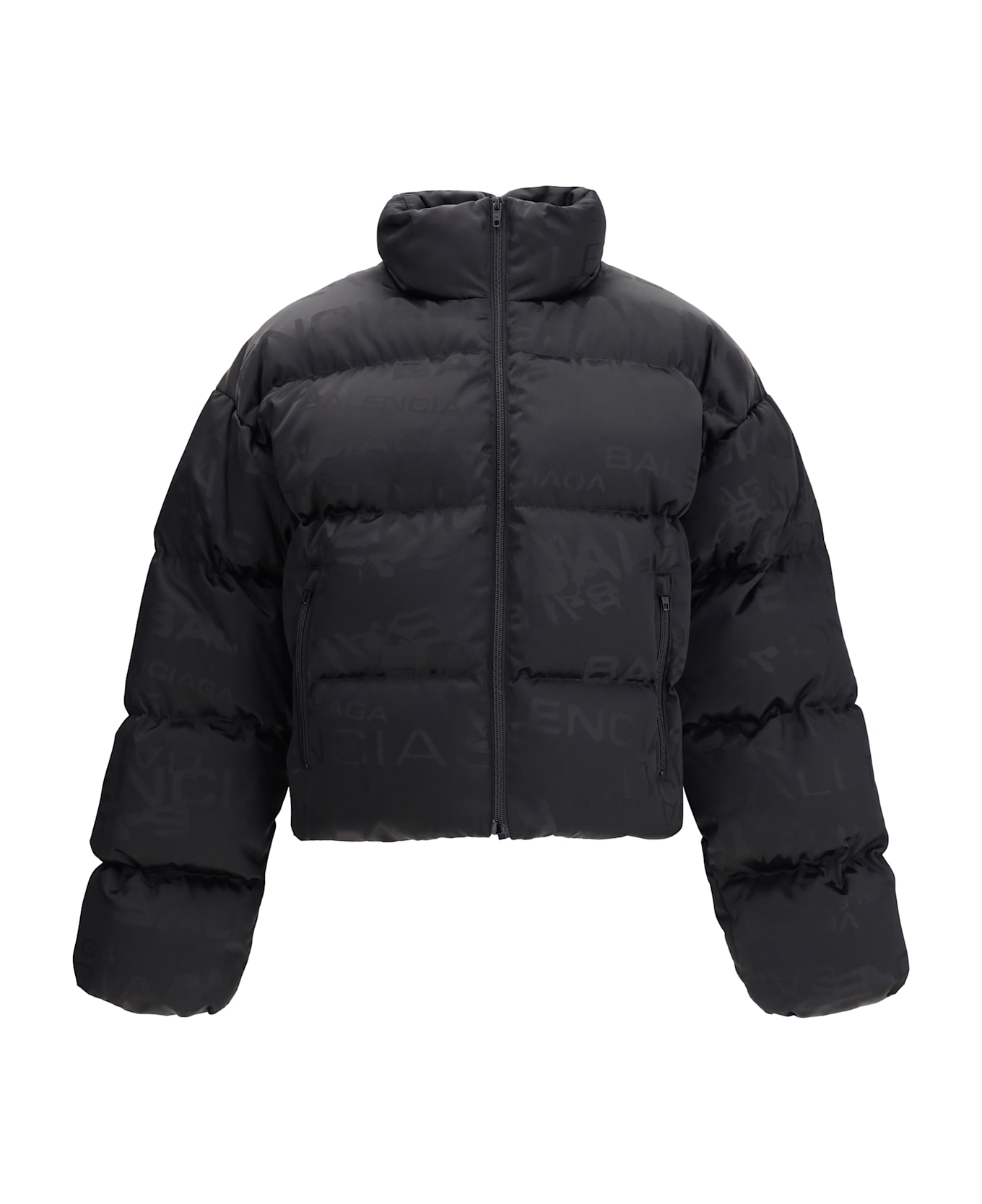 Balenciaga Cropped Puffer Jacket With Logo Motif