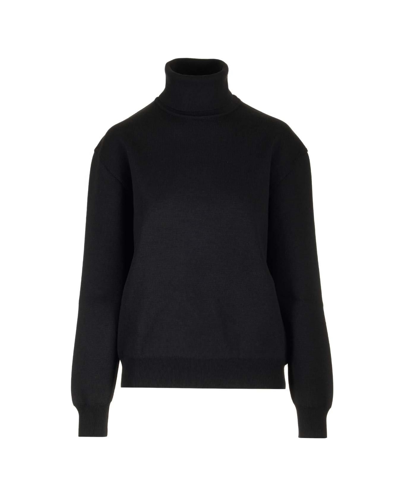 Alaia Roll Neck Ribbed Jumper - Black