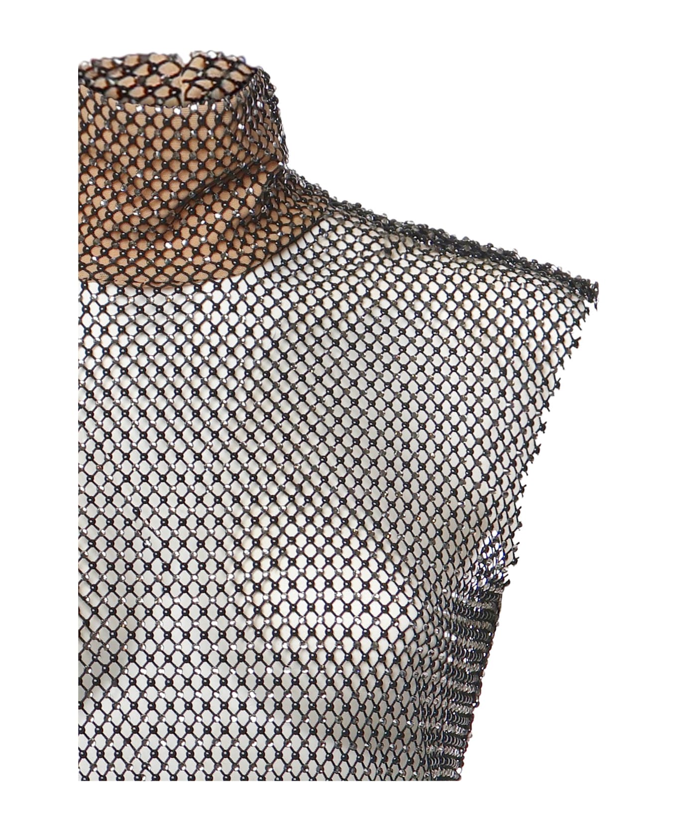 Genny Rhinestone Mesh Top - Black