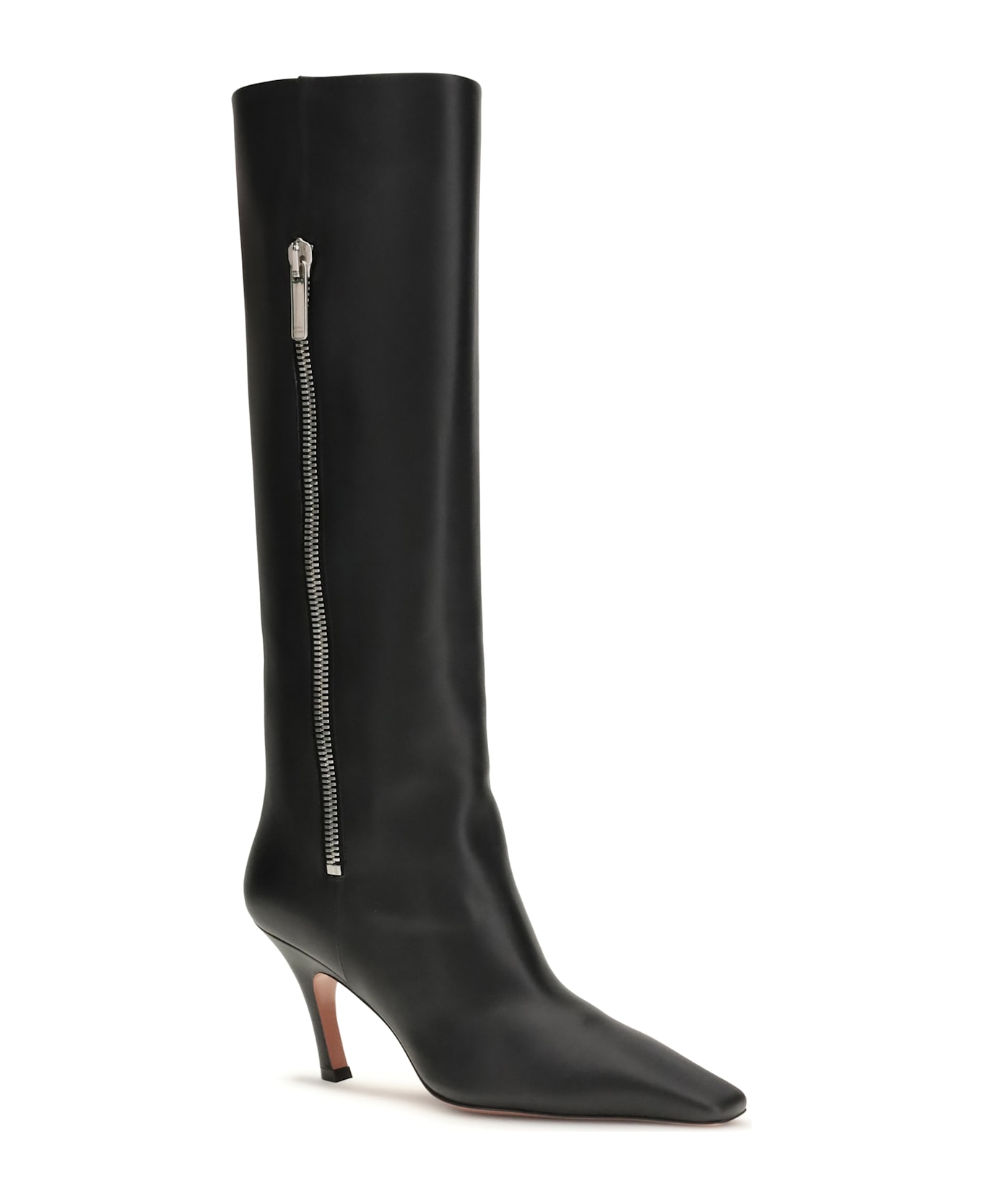 Amina Muaddi Leather Mona Boot 80 Calf