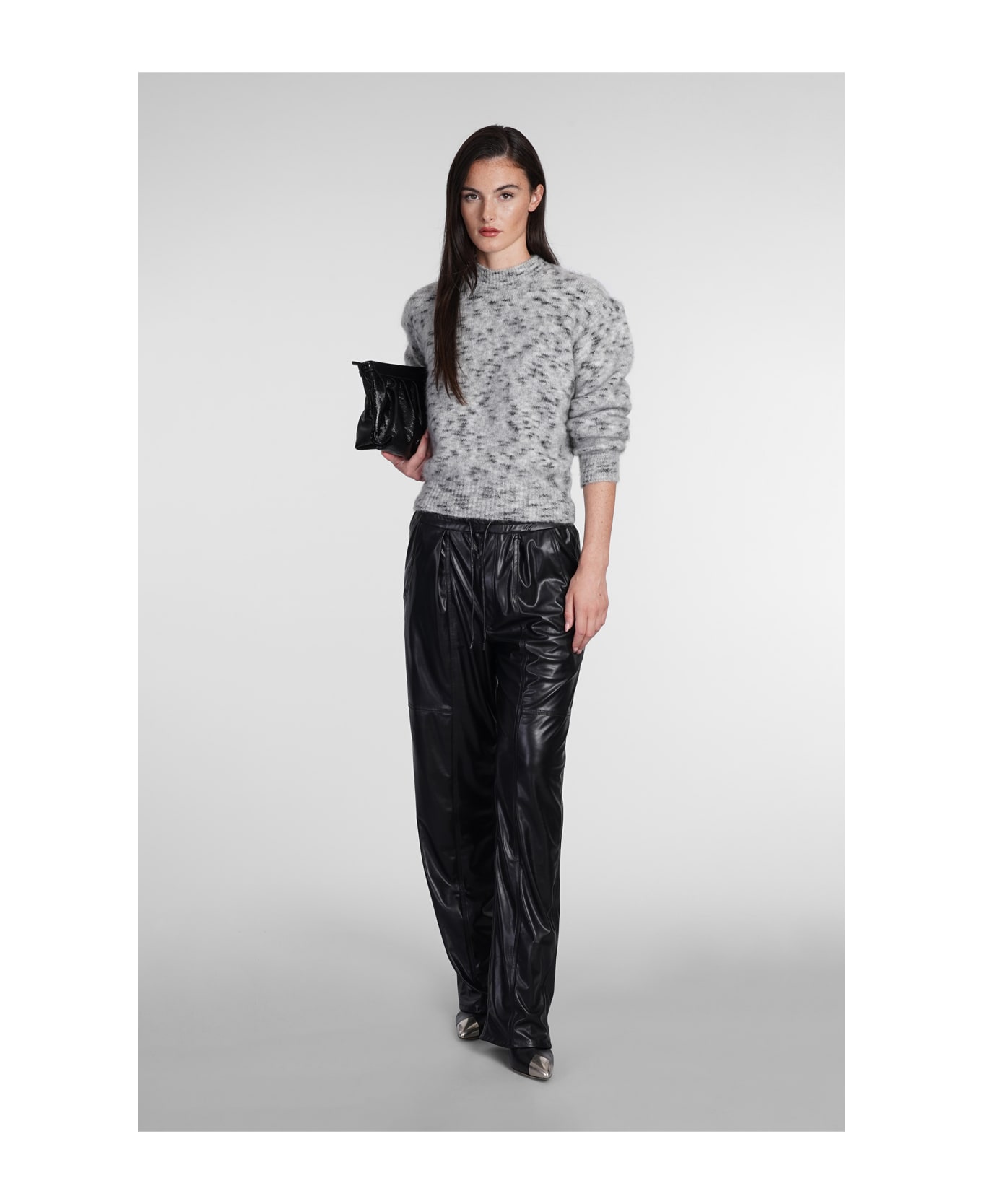 Marant Étoile Morena Knitwear In Grey Acrylic - White/black Whbk
