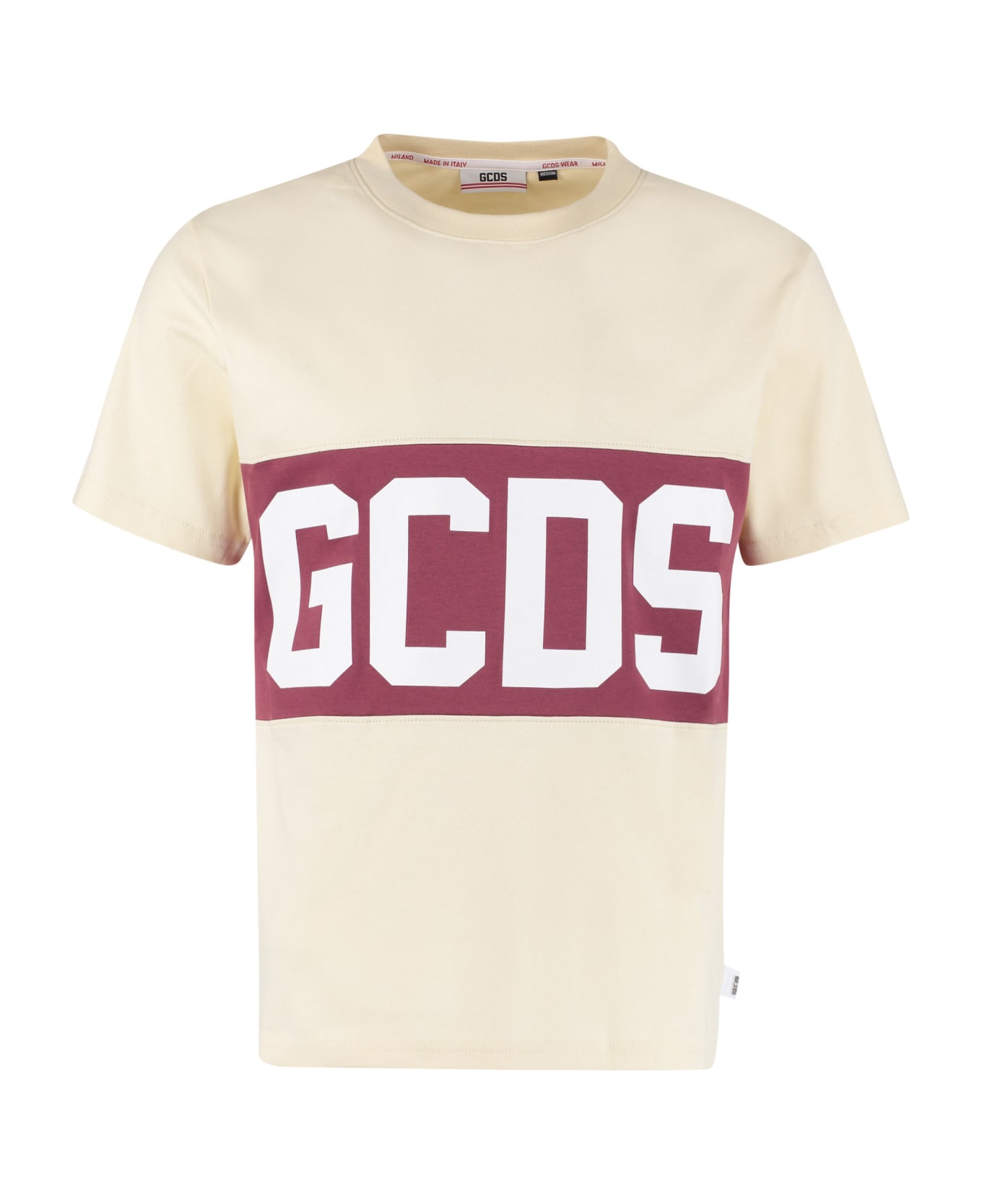GCDS Logo Cotton T-shirt - panna