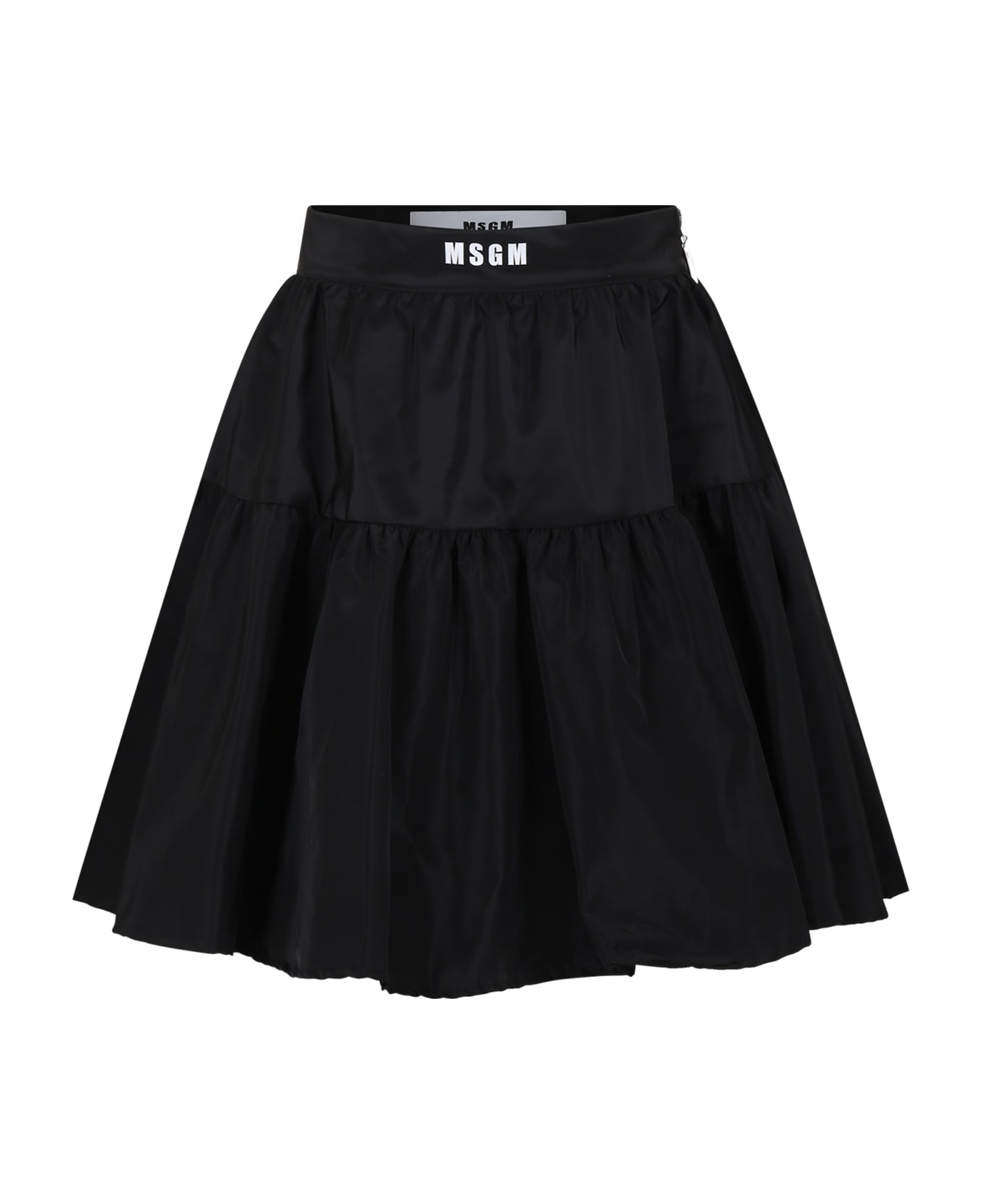 MSGM Grey Skirt For Girl With Logo - Black ボトムス