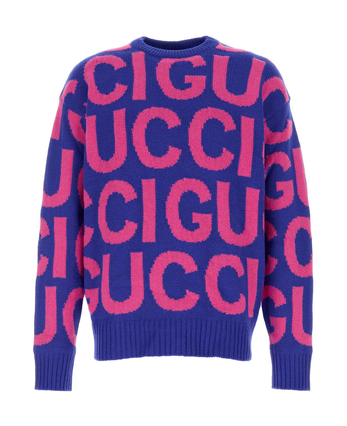 Gucci Embroidered Wool Sweater - BLUEPINK