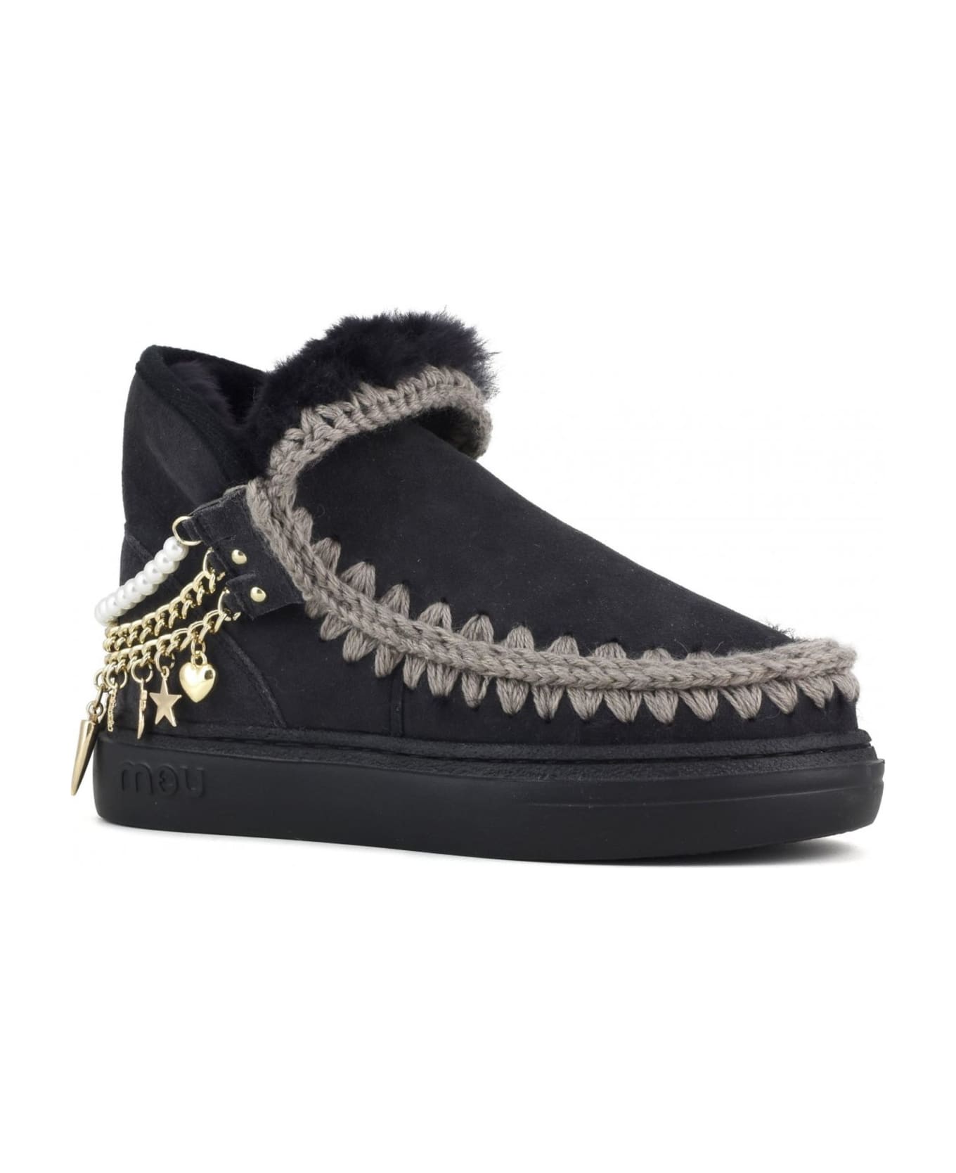 Mou Eskimo Sneaker Bold Chains & Charms Black - Black