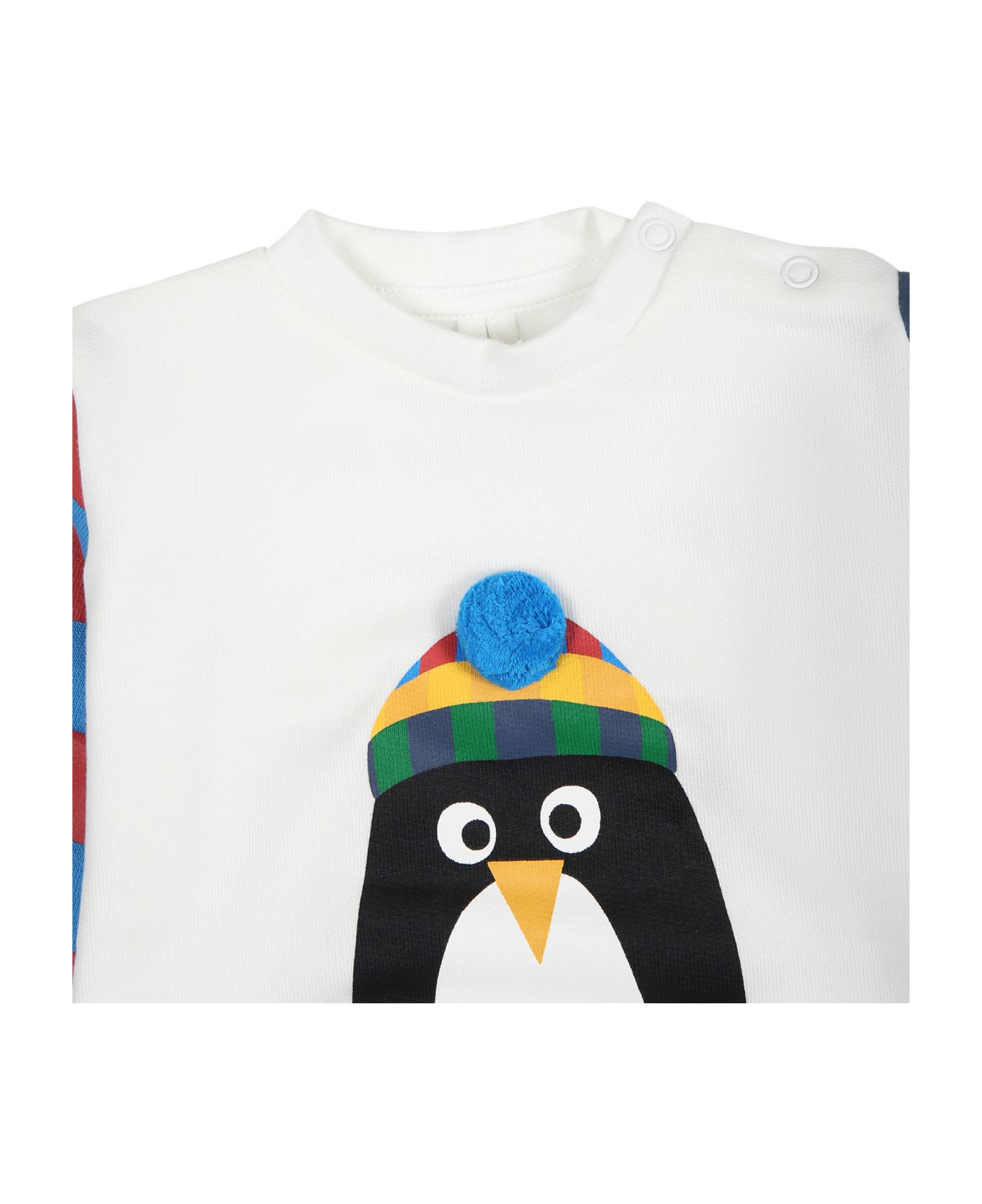 Stella McCartney Kids White Sweatshirt For Baby Boy With Penguin - White