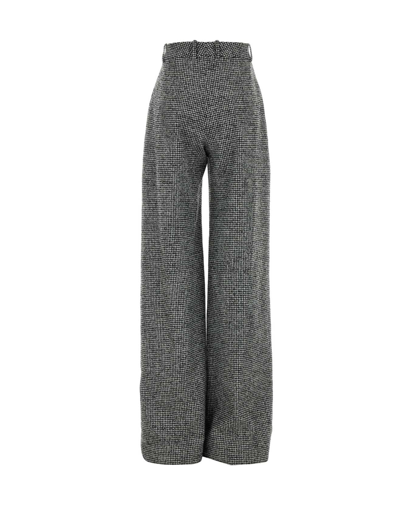 Ermanno Scervino Embroidered Wool Blend Palazzo Pant - PDPBIANCONERO