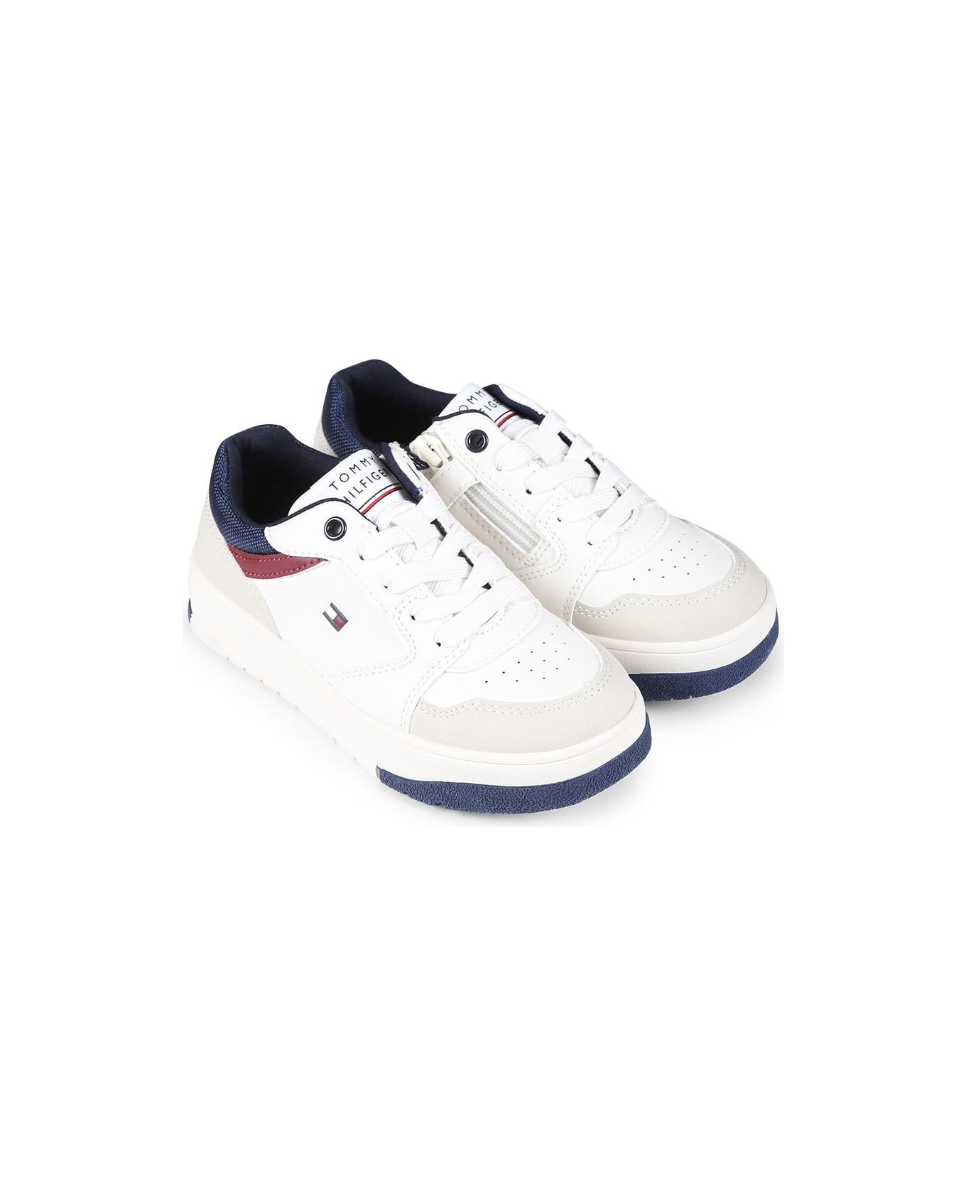 Tommy Hilfiger Ivory Sneakers For Kids With Logo - Ivory