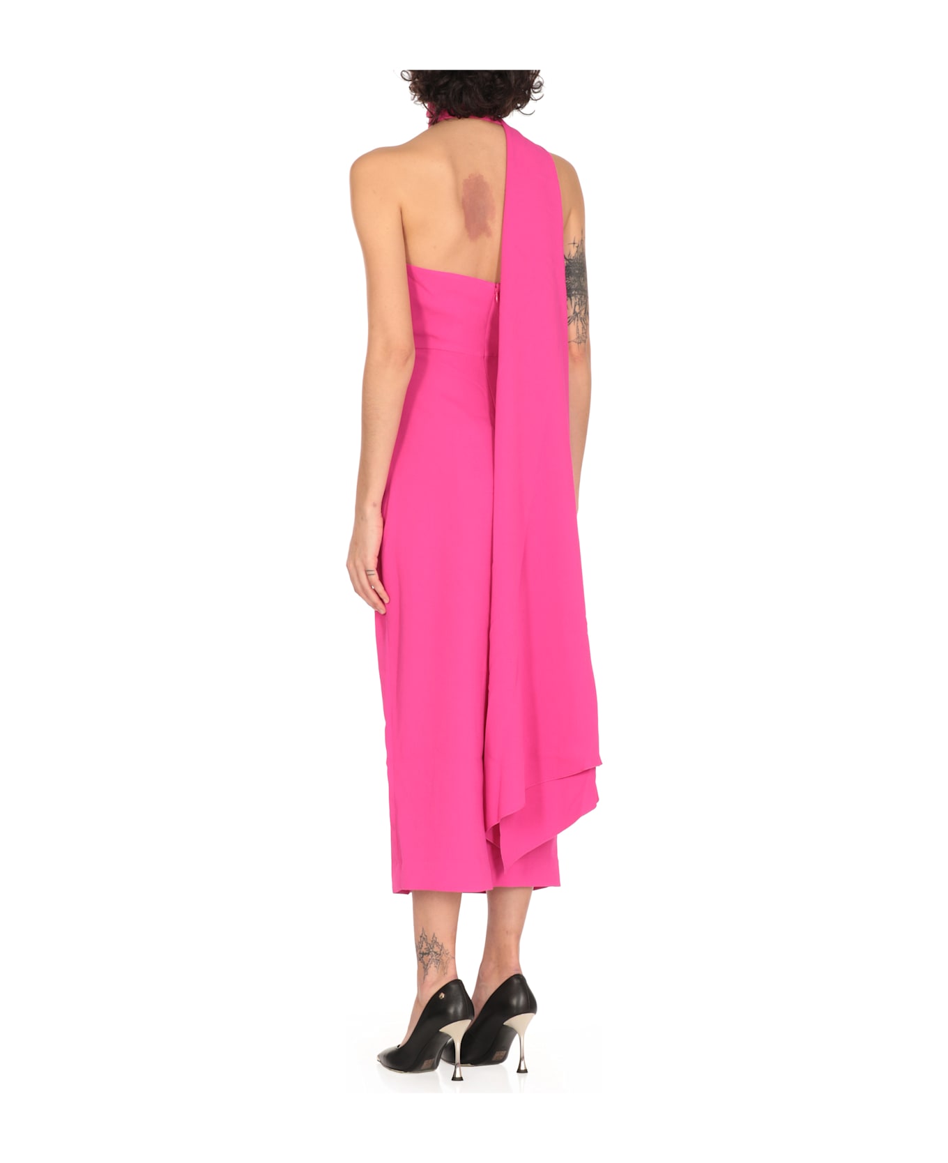 Solace London Samira Midi Dress - Fuchsia
