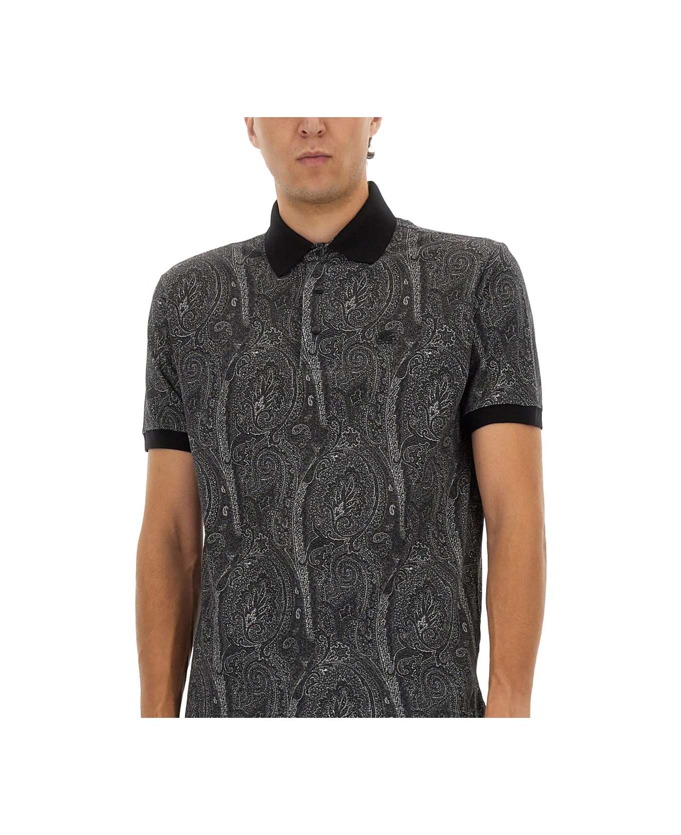 Etro Polo Shirt With Print - BLACK