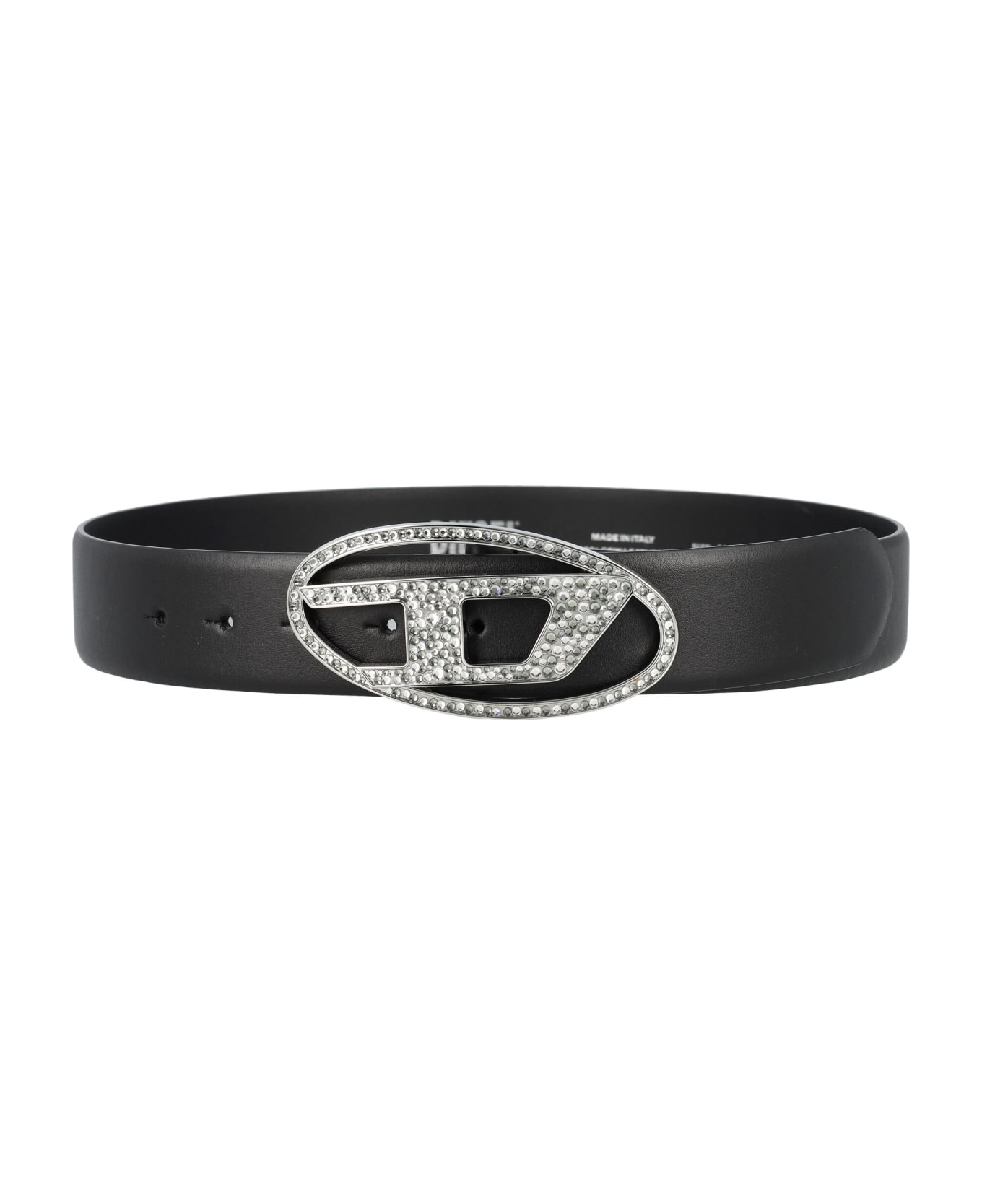 Diesel B-1dr Strass Leather Belt - BLACK