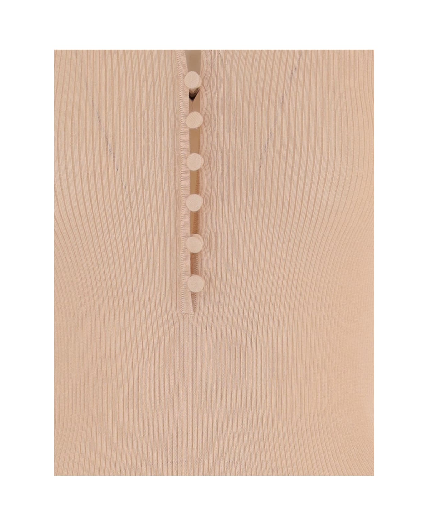 Chloé Wool Henley Shirt - Beige