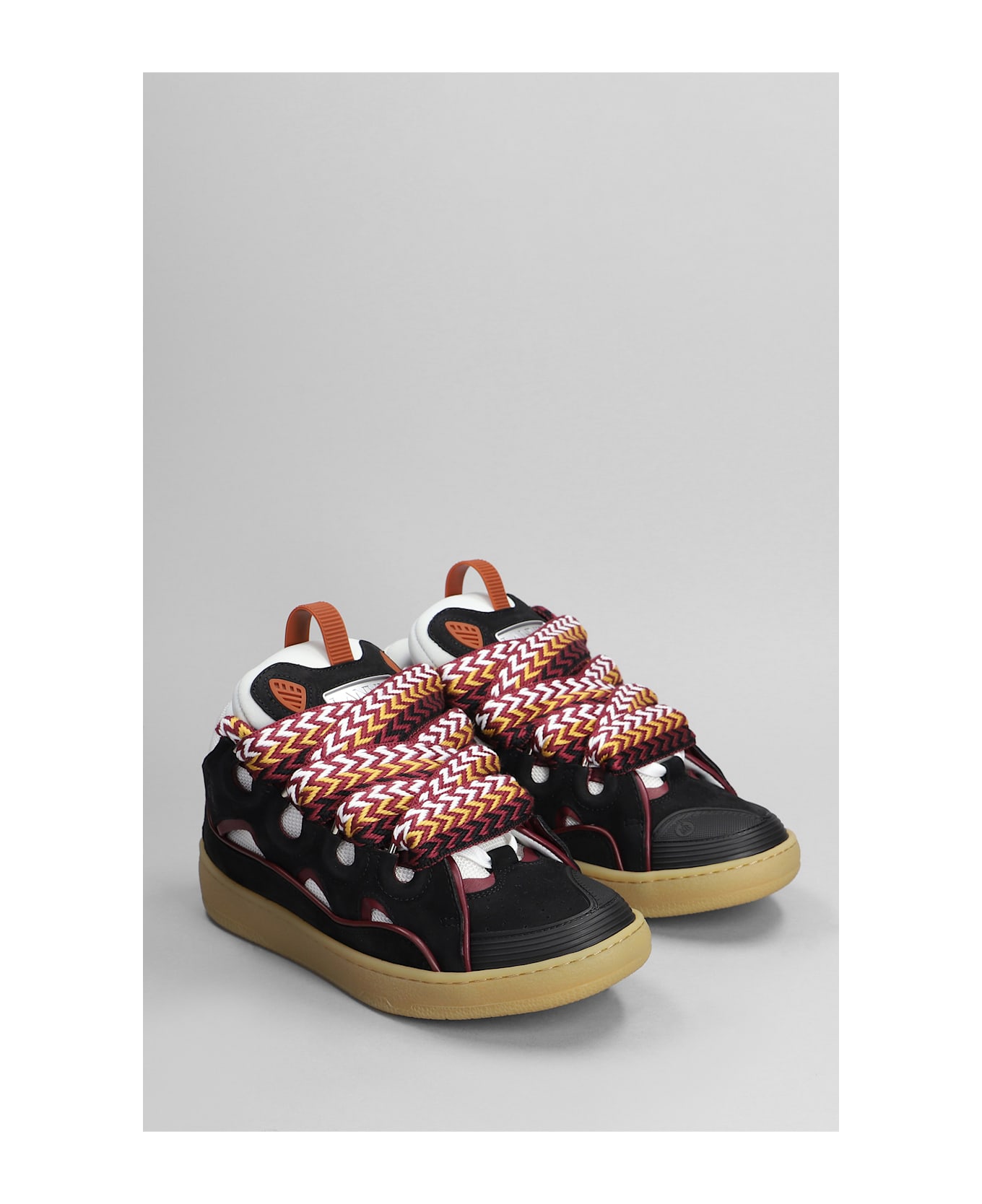 Lanvin Curb Sneakers In Black Suede And Leather - black