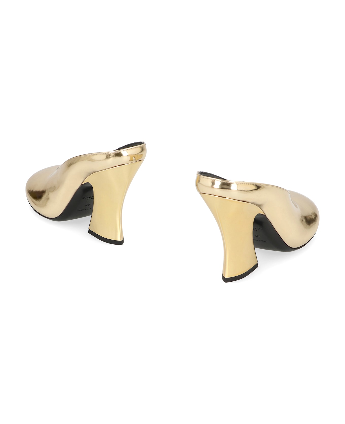 Givenchy Mule With Sculpted Heel In Leather Mirror Effect - Gold