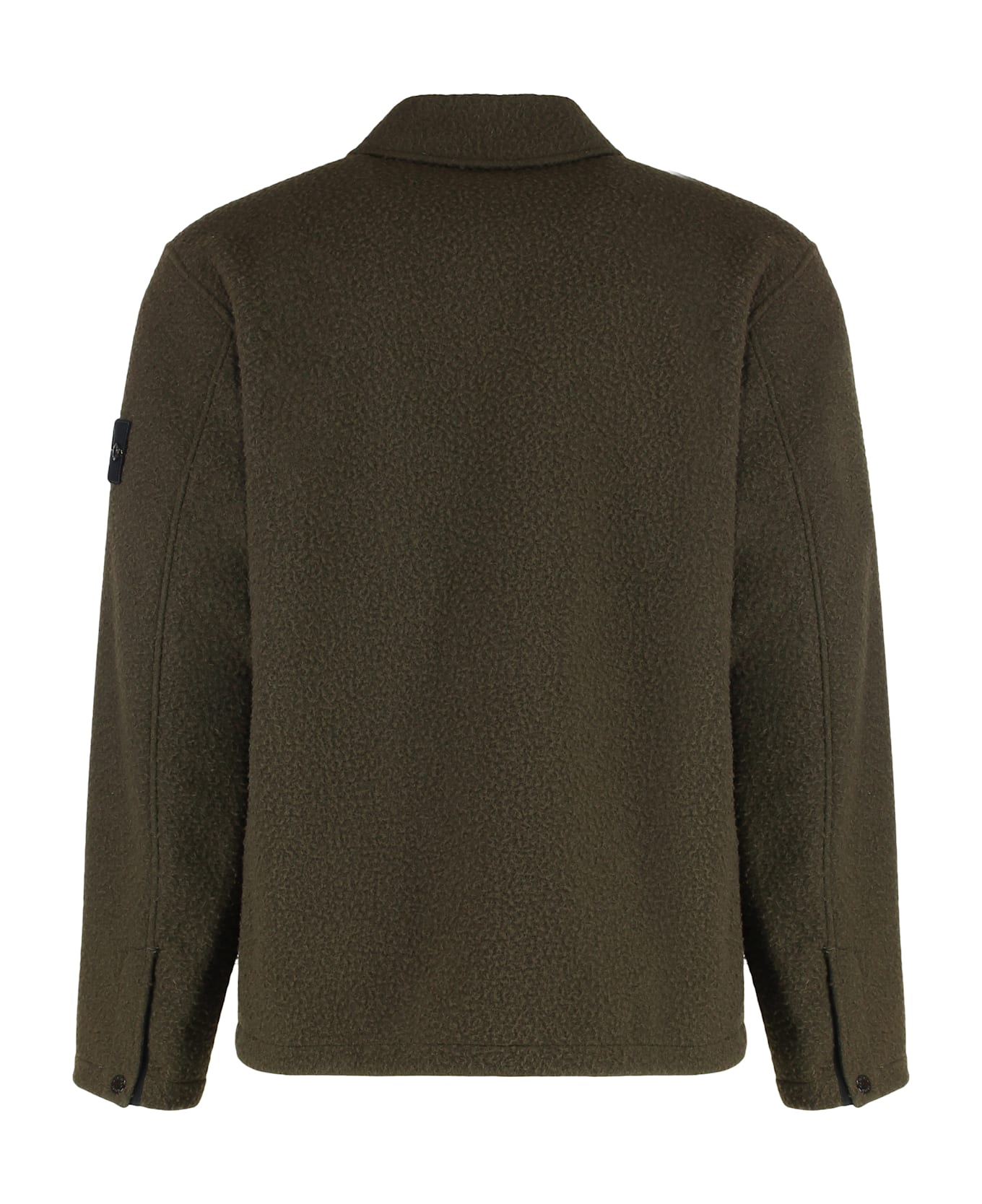 Stone Island Overshirt In Wool And Nylon - green