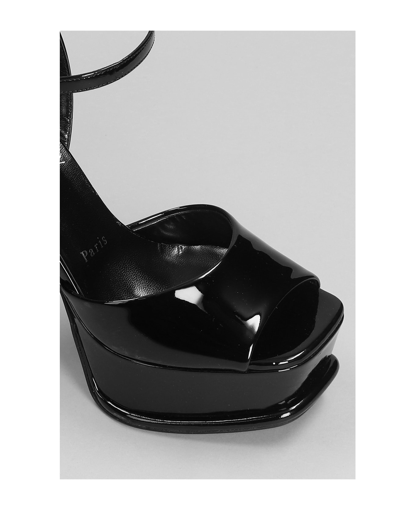 Christian Louboutin Amali Alta Sandals In Black Patent Leather