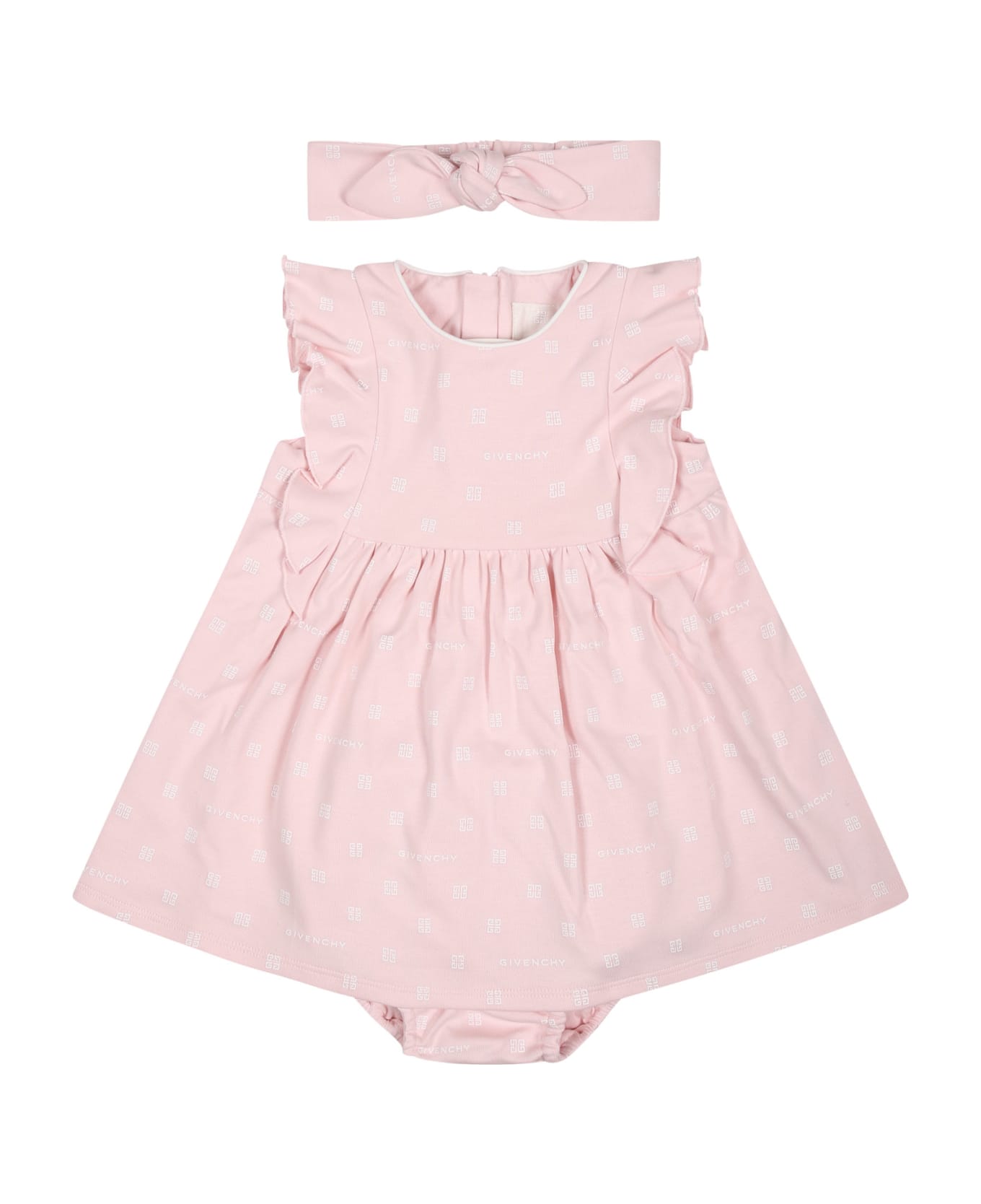 Givenchy Pink Set For Baby Girl With All-over 4g - Marshmallow