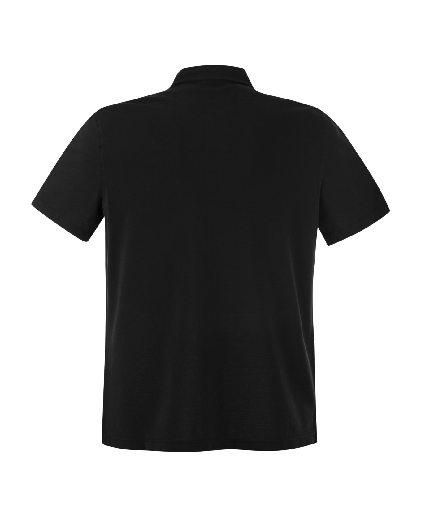 Fedeli Short-sleeved Cotton Polo Shirt - Black
