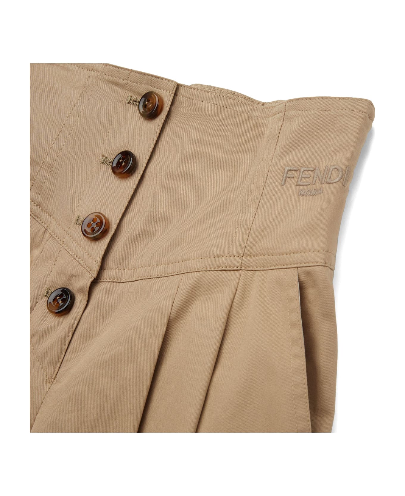 Fendi Biscuit Coloured, Stretch Gabardine Trousers - Beige