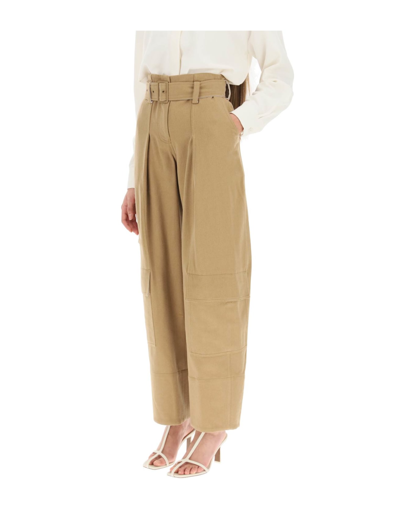 Low Classic Cargo Pants With Matching Belt - BEIGE (Beige)