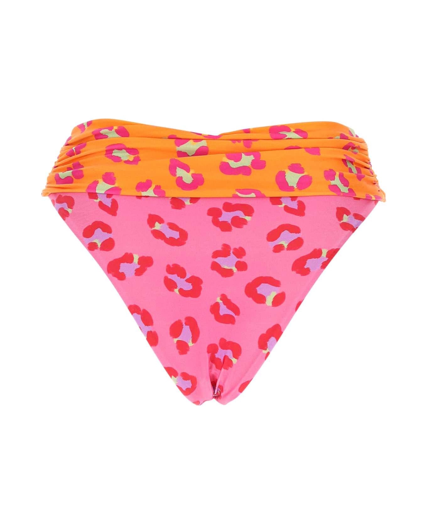 Farm Rio Printed Stretch Polyester Bikini Bottom - MAXILEOPARDPATCHORANGE