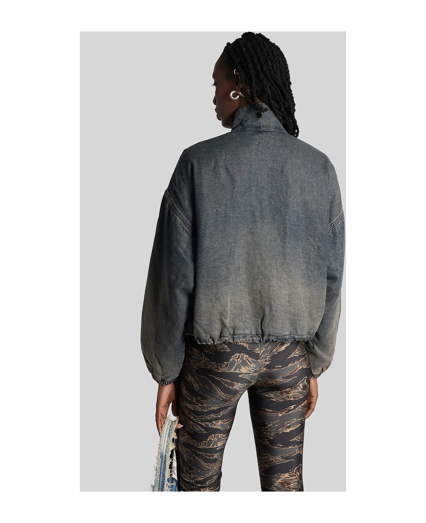 Diesel De-flower-s Bomber Jacket In Blue Cly - blue