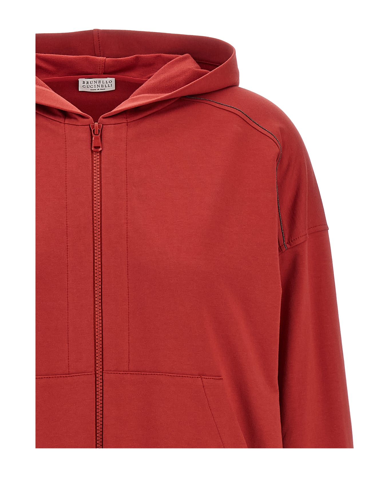 Brunello Cucinelli 
shiny Trims
 Hoodie - Red