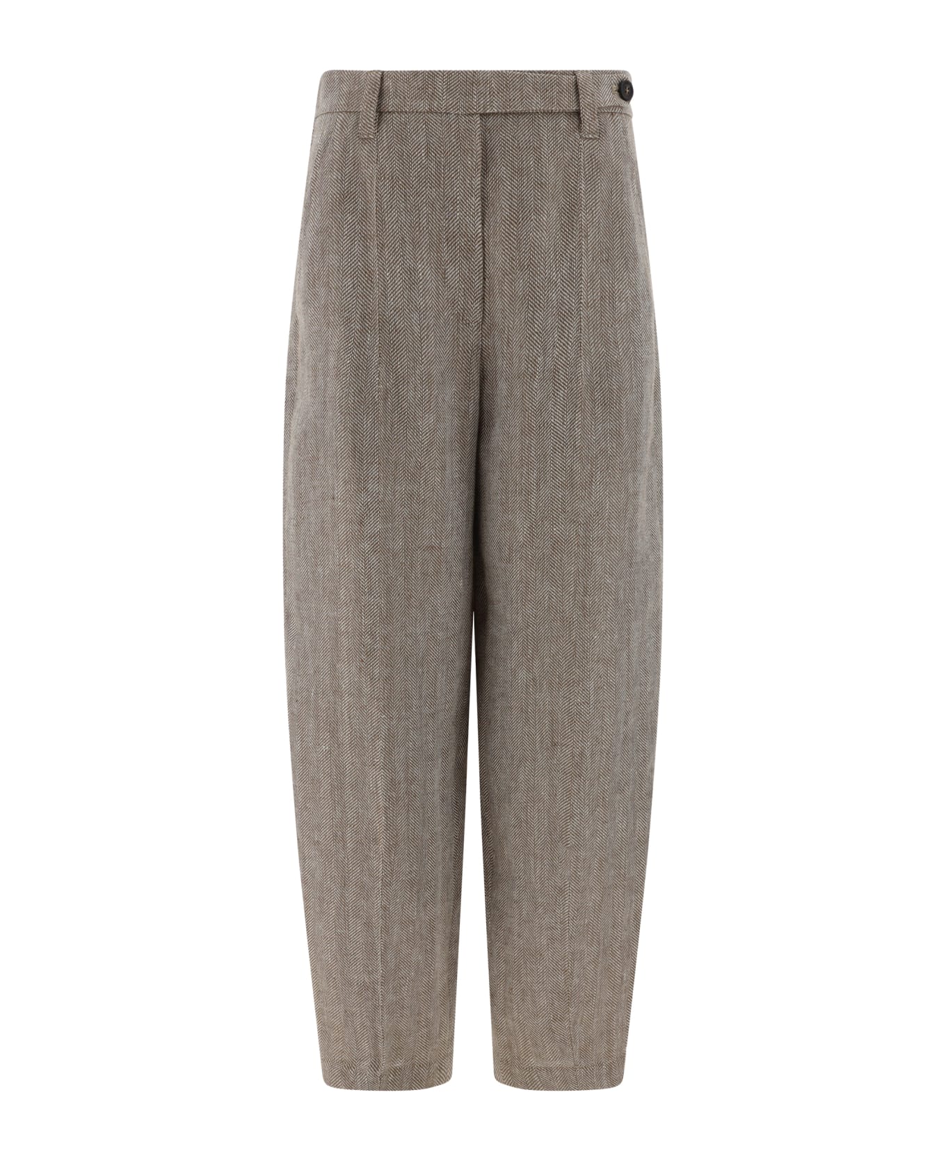 Brunello Cucinelli Tailored Linen Trousers - Brown