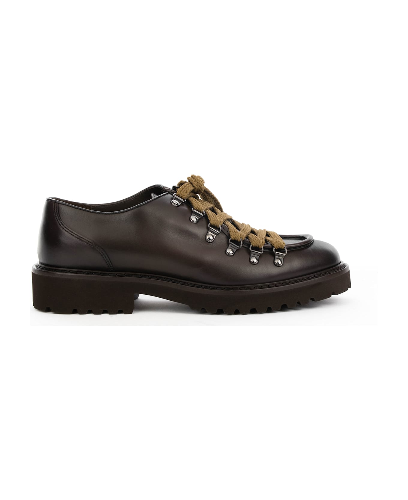 Doucal's Dark Brown Leather Pedula With Contrasting Laces - T.MORO