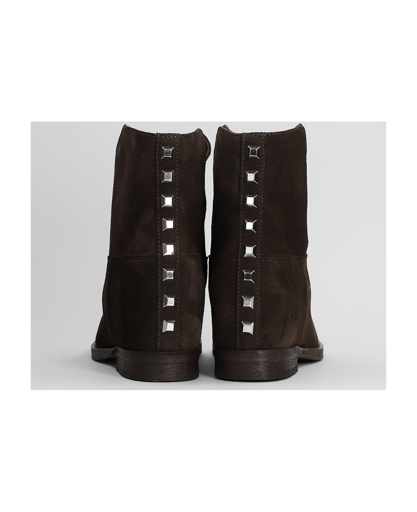 Via Roma 15 Ankle Boots Inside Wedge In Dark Brown Suede - dark brown