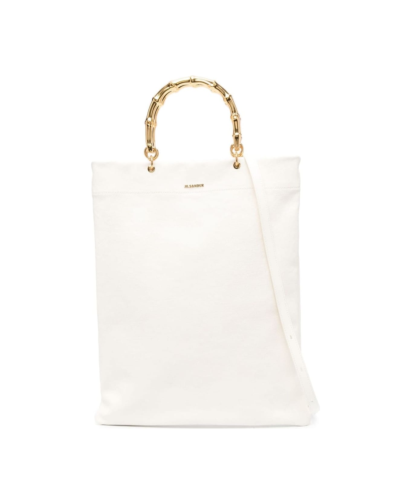 Jil Sander White Tote Bag With Bamboo Handles In Leather Woman - White