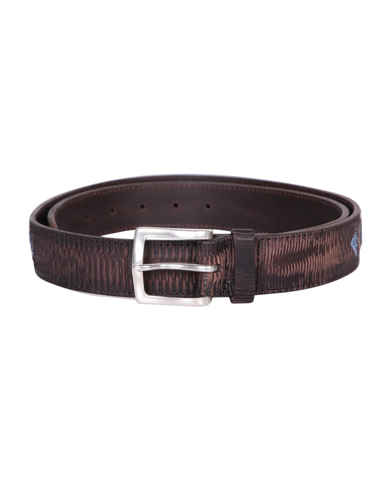 Orciani Multicolor Embroidered Brown Belt - Brown