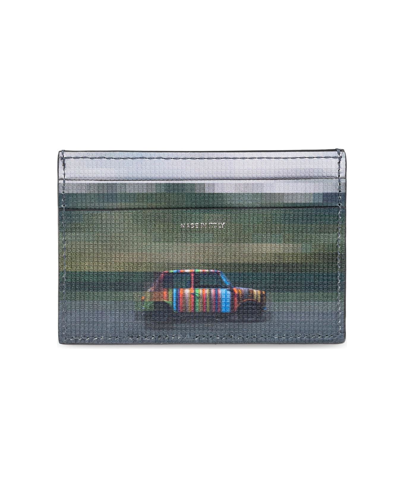 Paul Smith Leather Card Holder With Print - Black