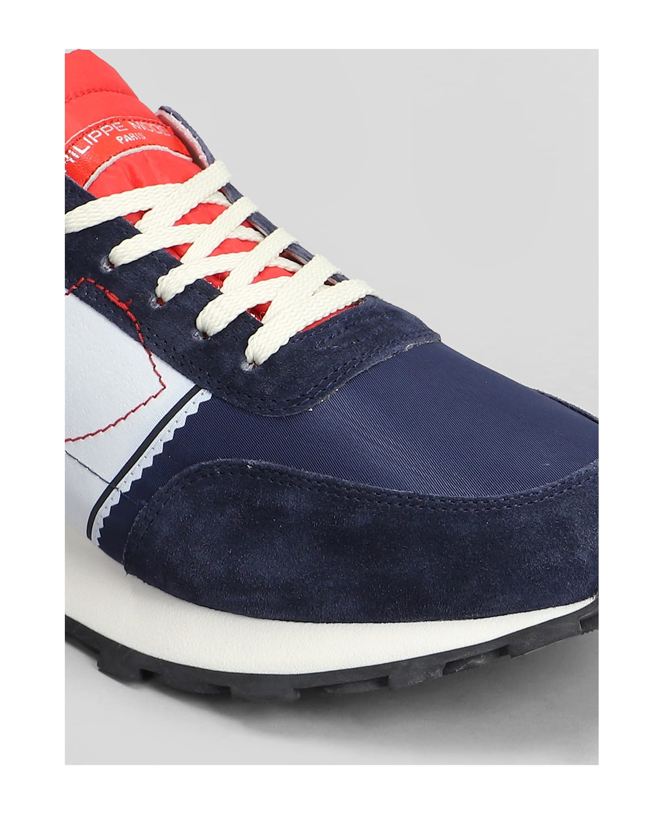 Philippe Model Tour Low Sneakers In Blue Suede And Fabric - blue