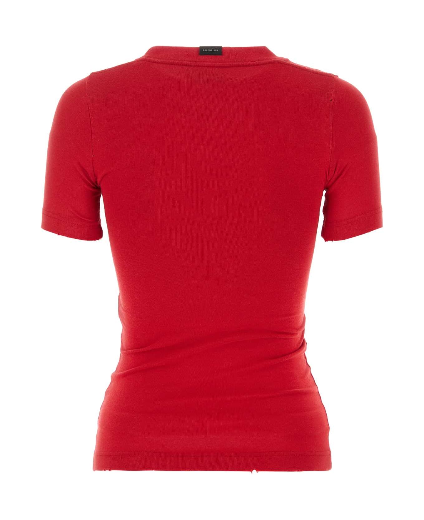 Balenciaga Red Cotton T-shirt - FADEDRED