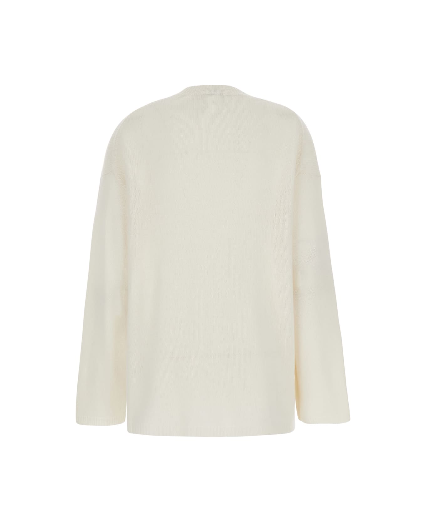 Allude White Relaxed Crewneck Sweater In Cashmere Woman - White