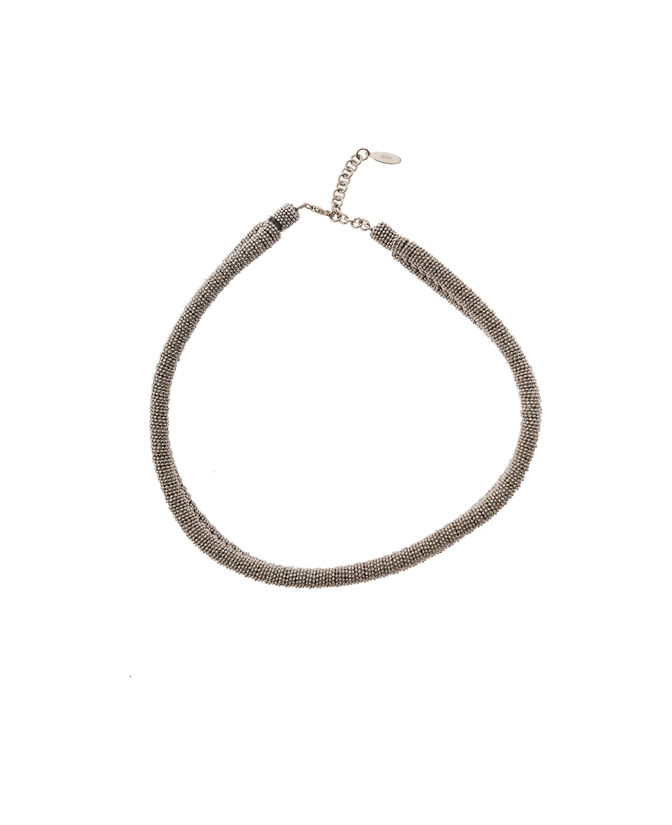 Brunello Cucinelli Grey Necklace With Monile Embellishment In Brass And Leather Woman - Grey