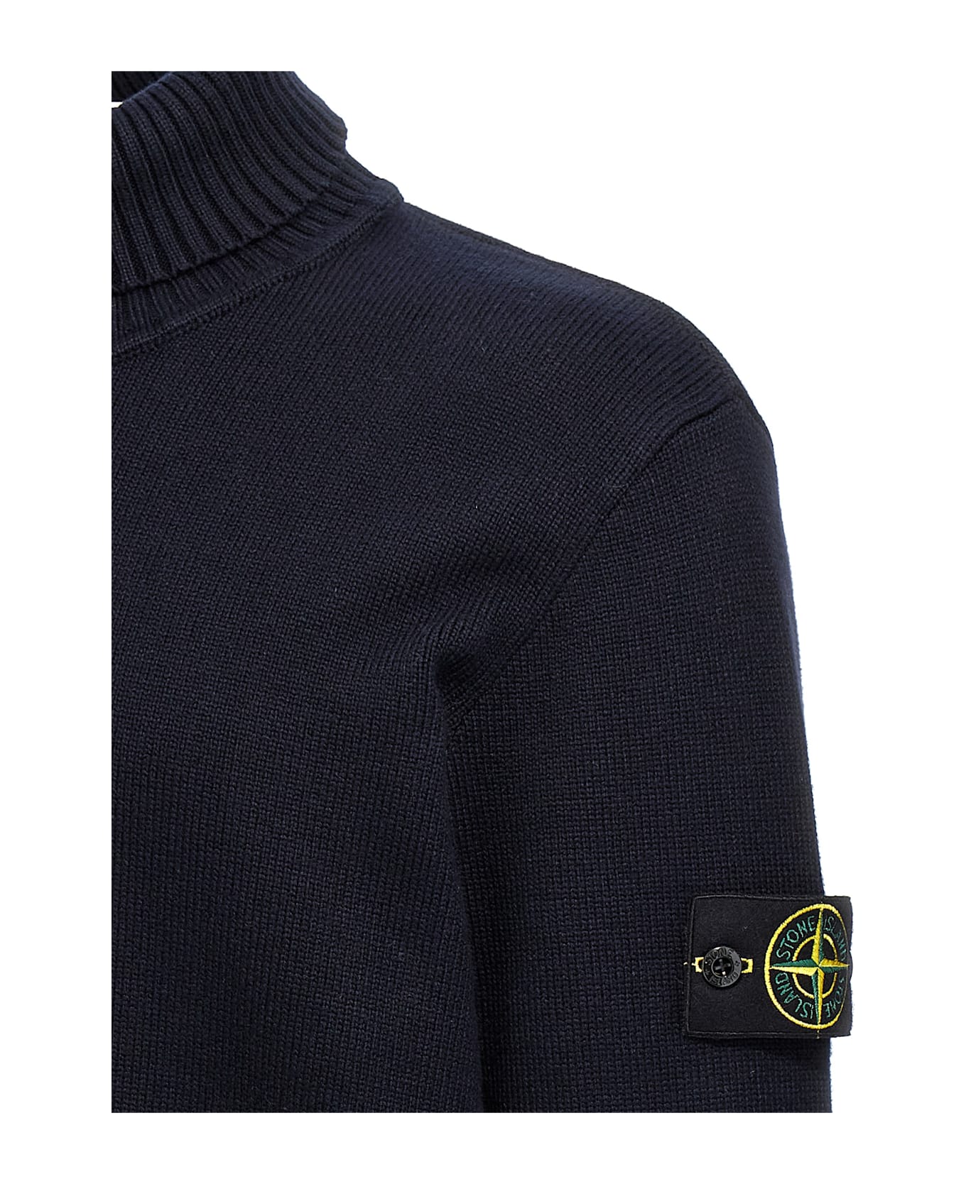 Stone Island Logo Badge Turtleneck Sweater - Navy Blue