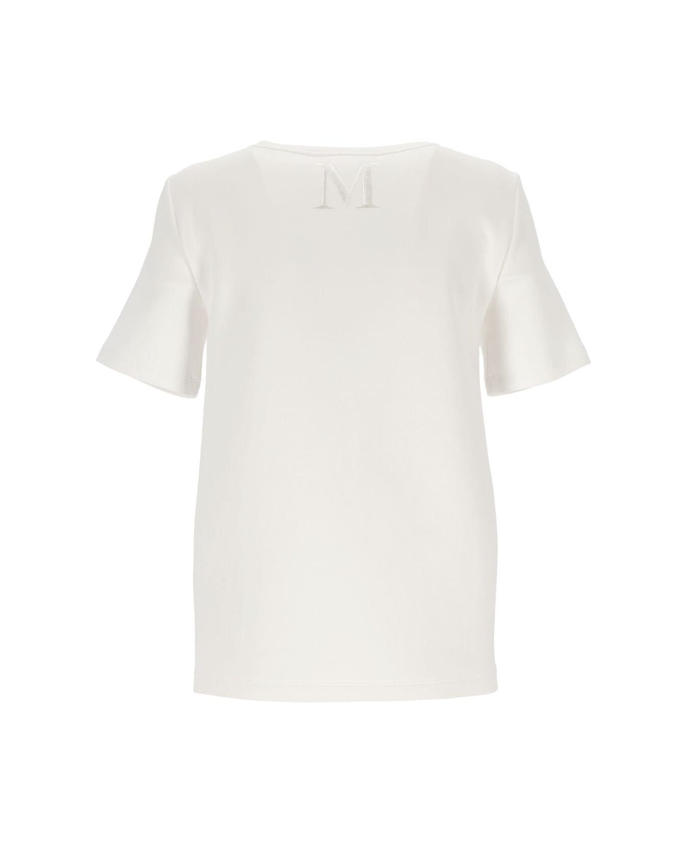 'S Max Mara Logo Embroidered Crewneck T-shirt - WHITE Tシャツ