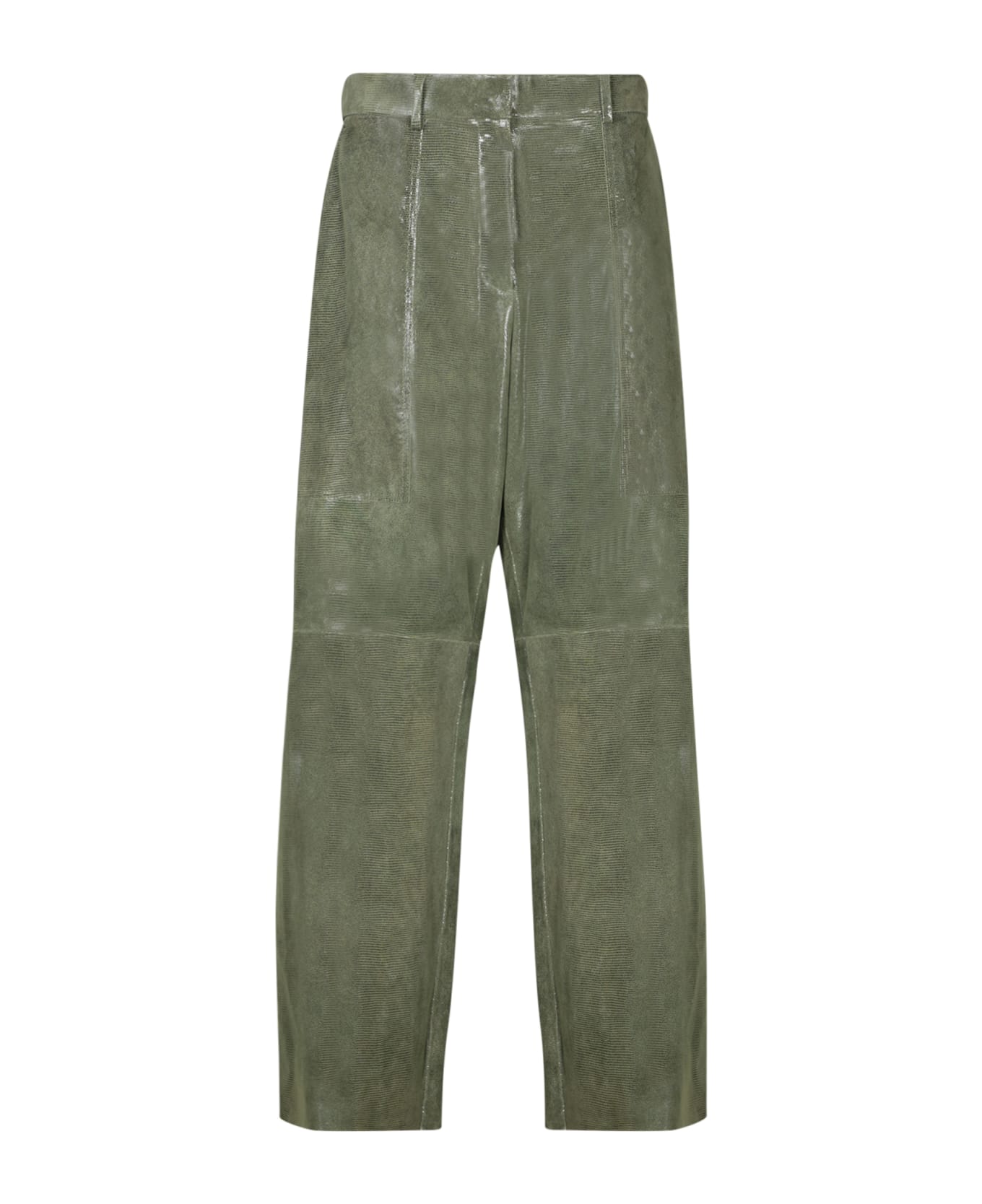 Forte_Forte Lizard Printed Suede Cargo Trousers - GREEN ボトムス
