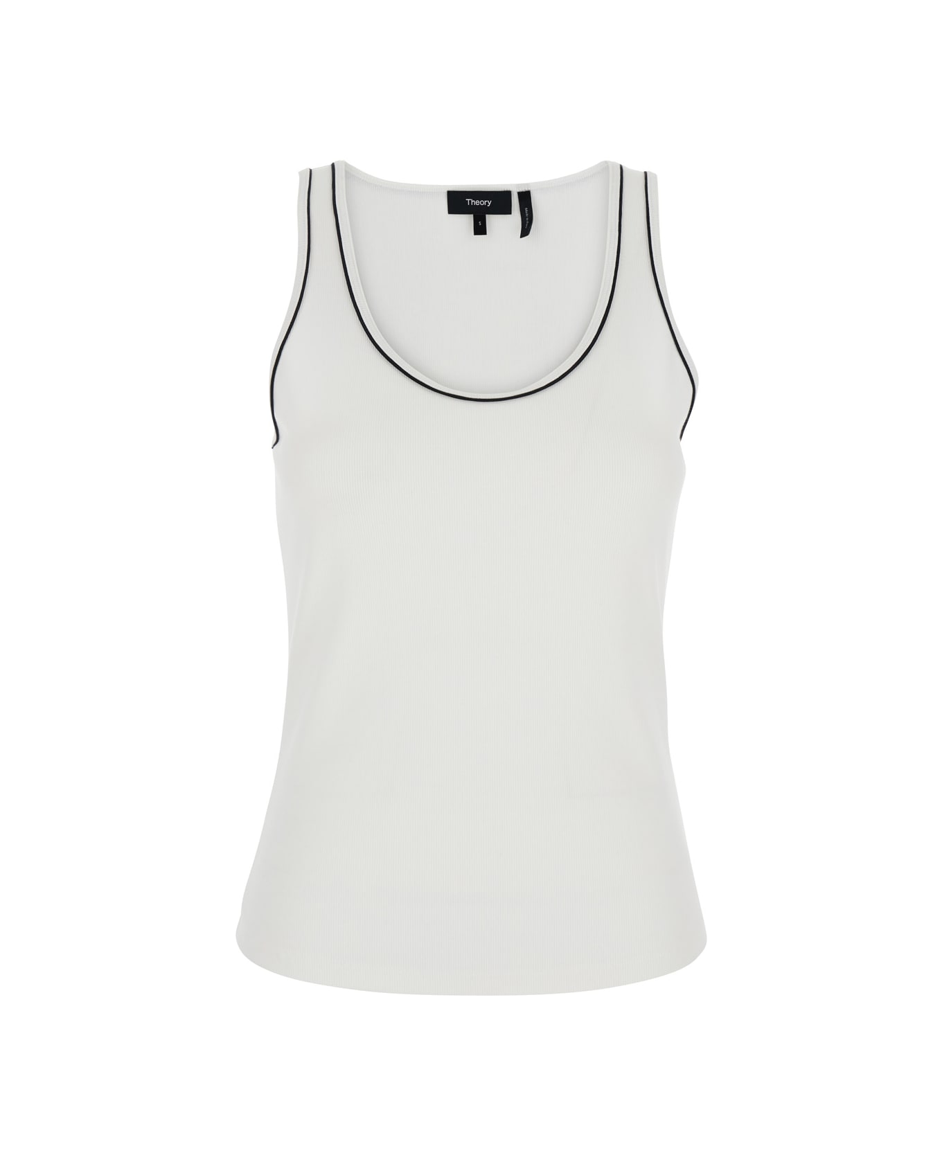 Theory White Sleeveless Top With Scoop Neck In Cotton Stretch Woman - White