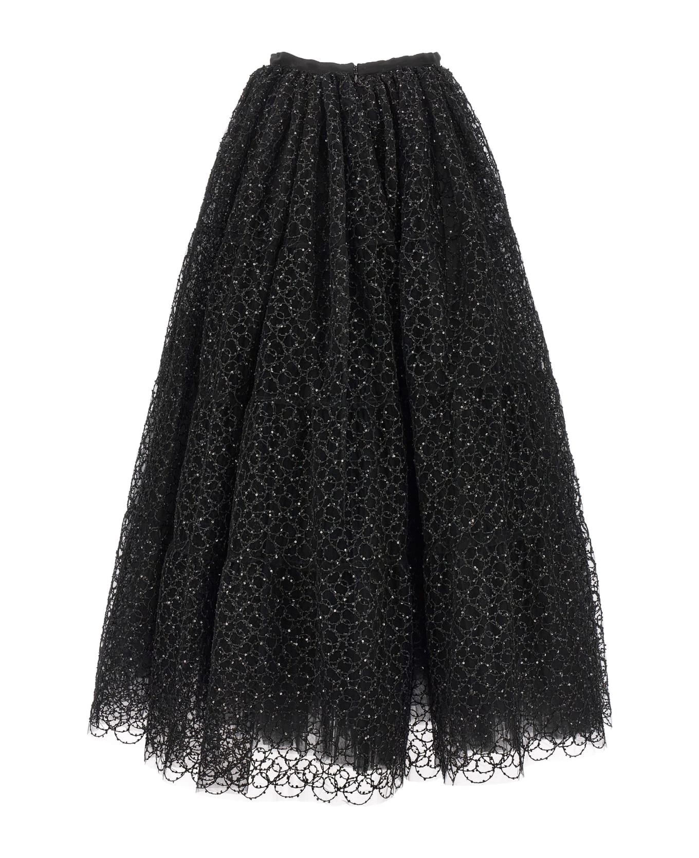 Giambattista Valli Embroidered Tulle Skirt - Black  