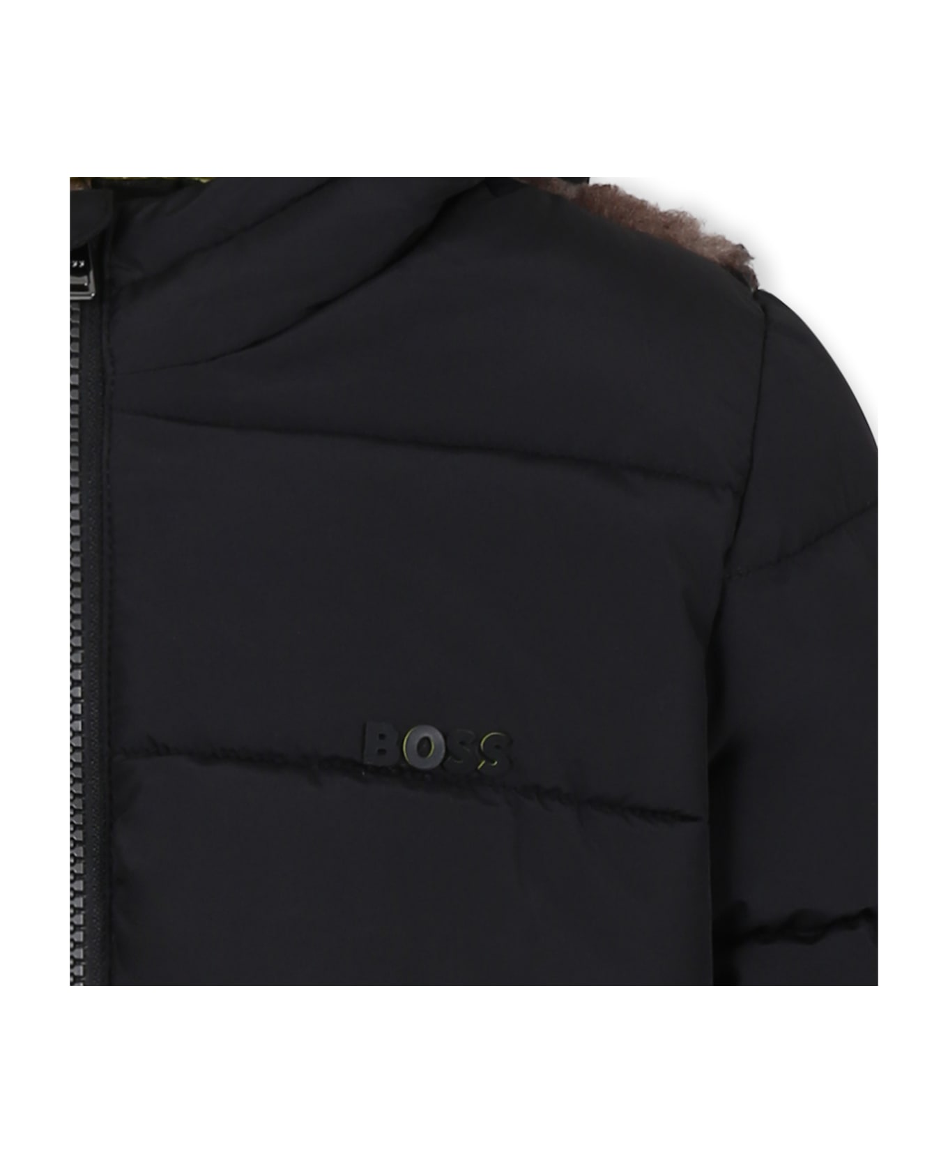 Hugo Boss Black Down Jacket For Boy With Logo - Black
