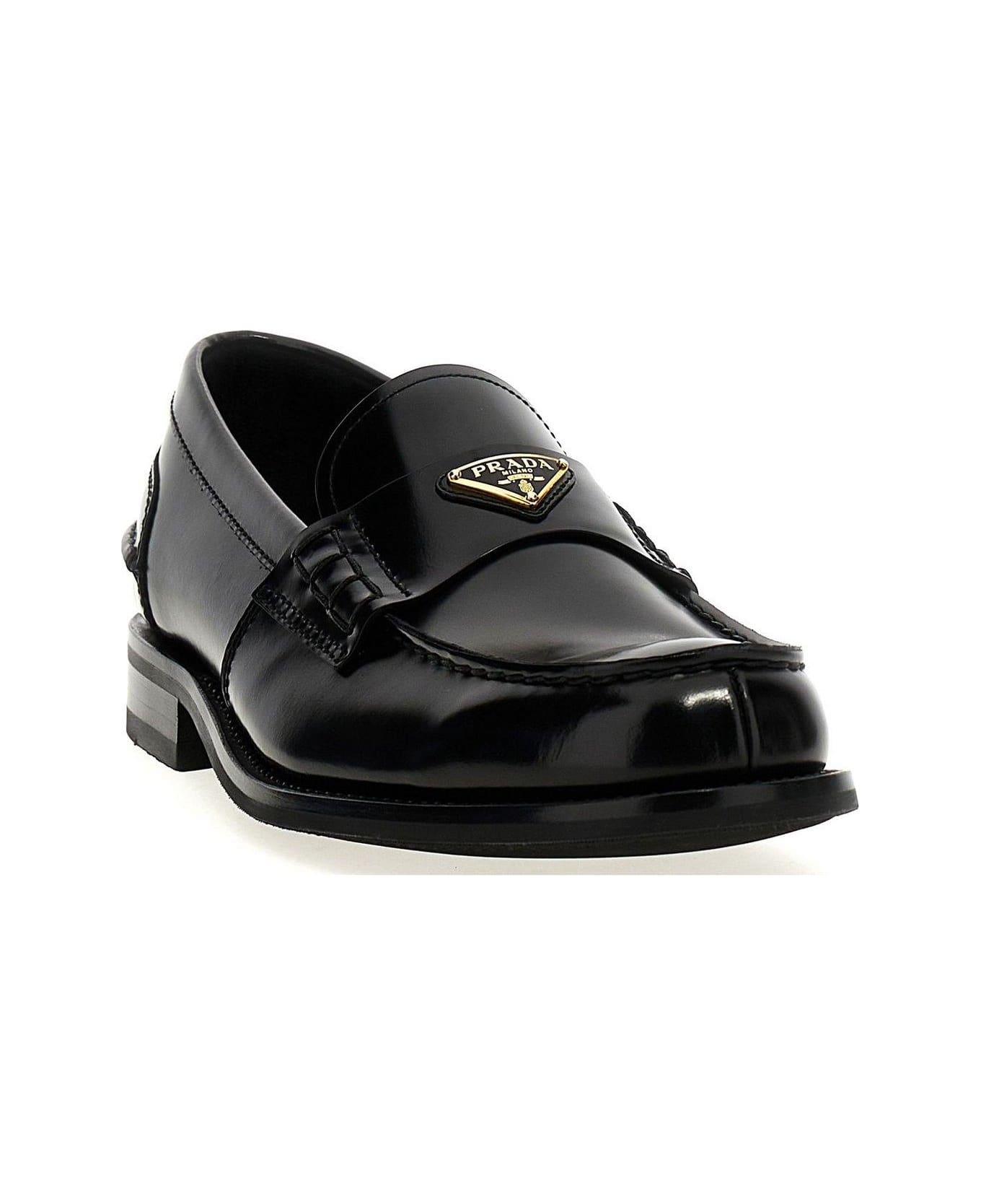 Prada Triangle-logo Slip-on Loafers - Nero