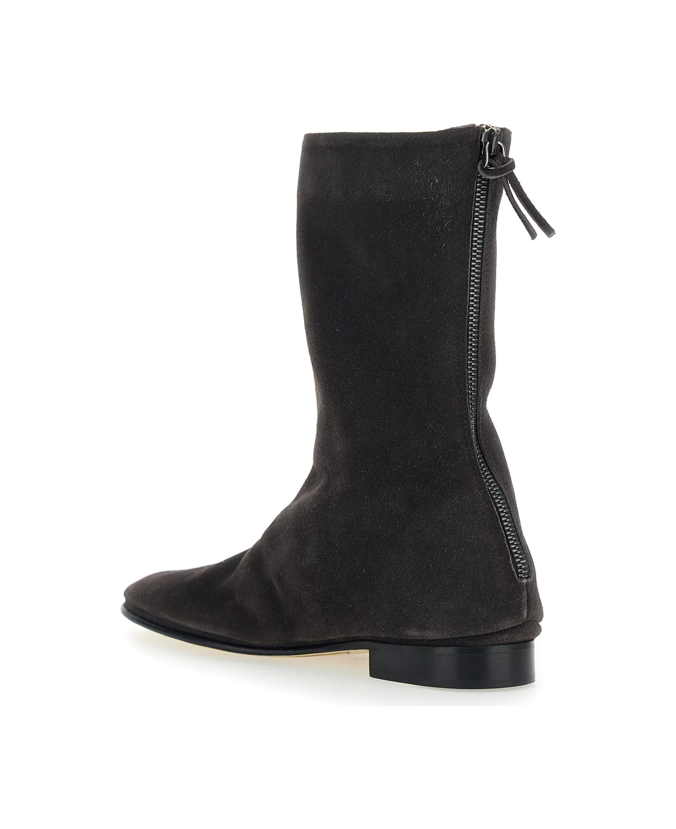 Alberta Ferretti Brown Ankle Boots With Zip On The Back In Suede Woman - Brown