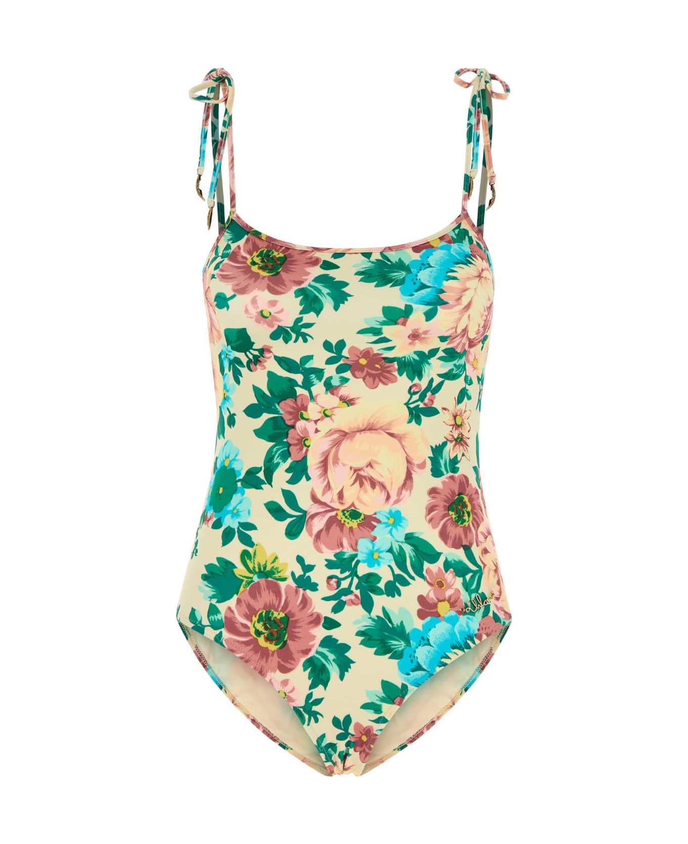 Chloé Printed Stretch Nylon Swimsuit - SEEDPEARLBEIGE