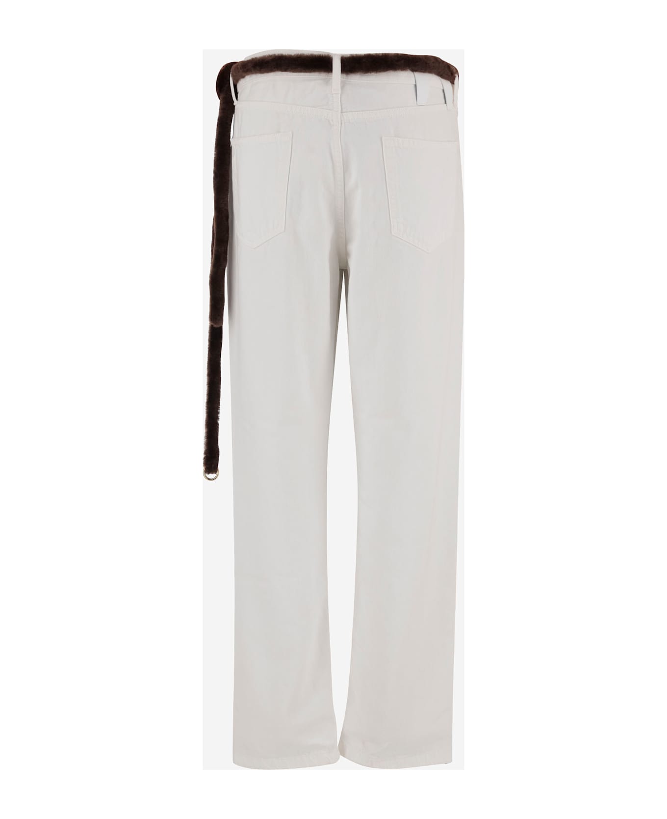 DARKPARK Naomi Cotton Trousers With Fur Belt - White