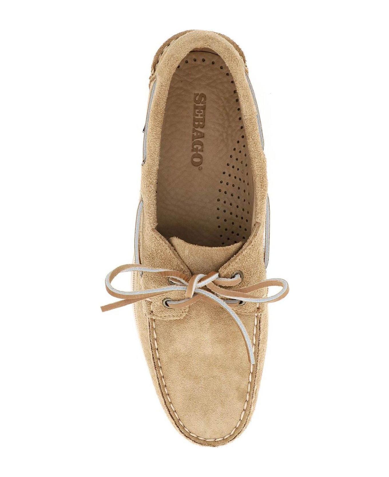 Sebago Lace-up Round Toe Boat Shoes - Beige Camel ローファー＆デッキシューズ