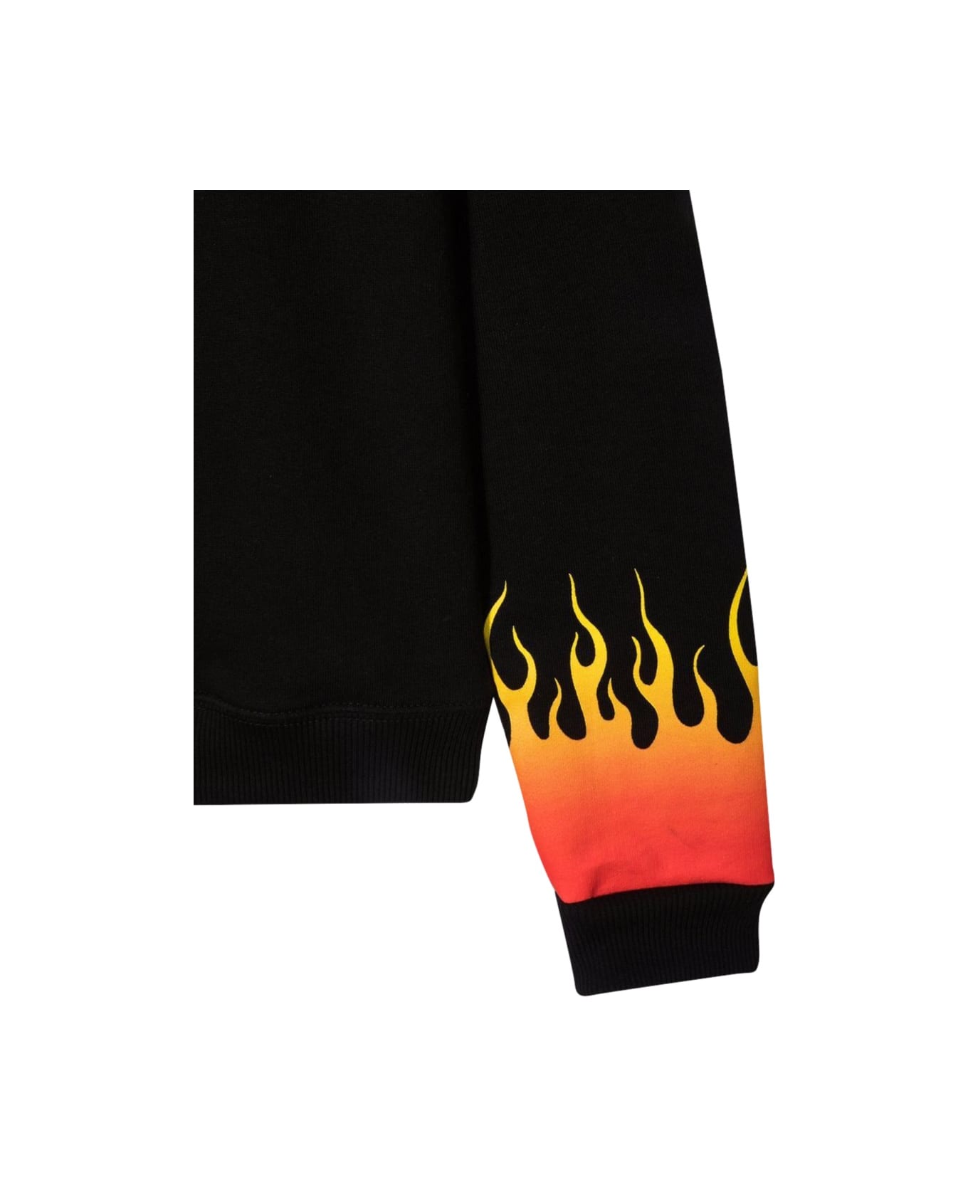 Vision of Super Black Crewneck With Red Shaded Flames - BLACK